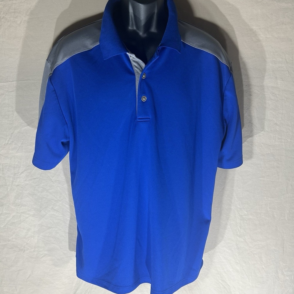 Grand Slam Mens Large Golf Polo Shirt Blue‎ Grey Performance Moisture Wicking
